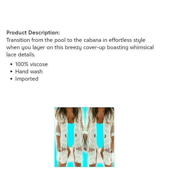 ✔ONLY 1 LEFT✔-NWT- BOHO WHT  LACE COVER-UP/ KIMONO - Picture 6 of 6